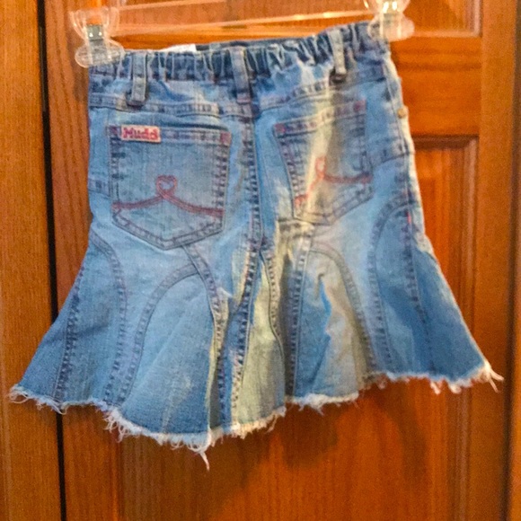 Mudd girls Jean flare skirt. Sz 5 light wash denim. - Picture 3 of 3